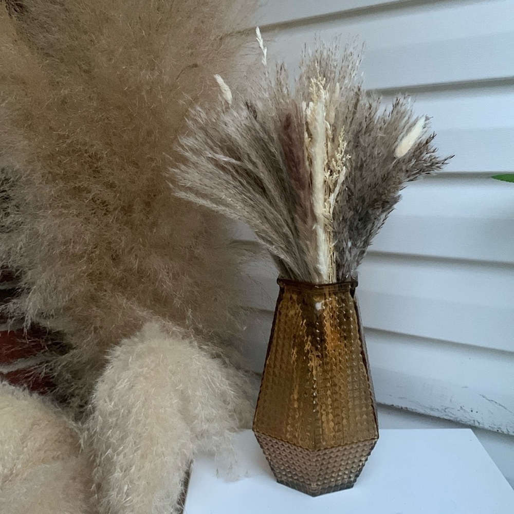 Vase amber‎ glass home decor bohemian fall neutral textured